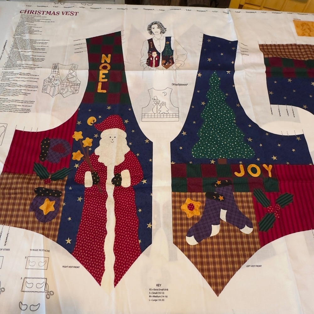 Set‎ of 3 Dream Spinners Christmas Vest Fabric Panel DIY Sewing Pattern XS-L